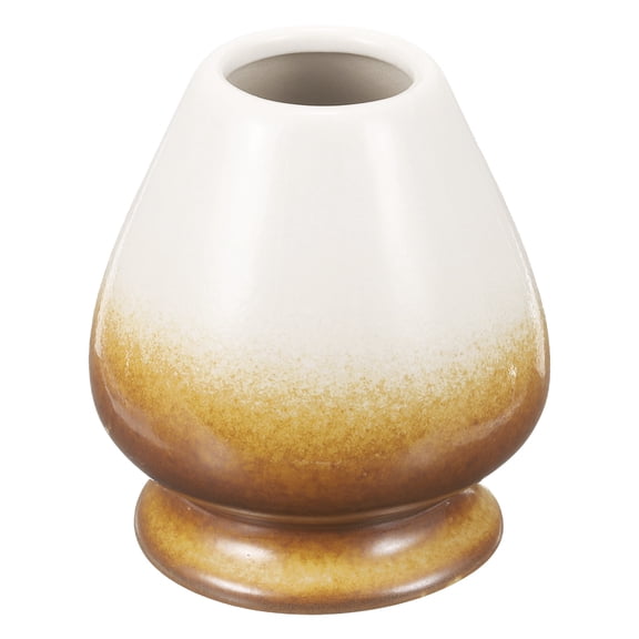 Uxcell Ceramic Chasen Stand 70mm Matcha Whisk Holder Teas Set Whisks Stand Traditional Matcha Tea Chasen Holder Tea Set Accessories for Tea Tasting, Brown/White