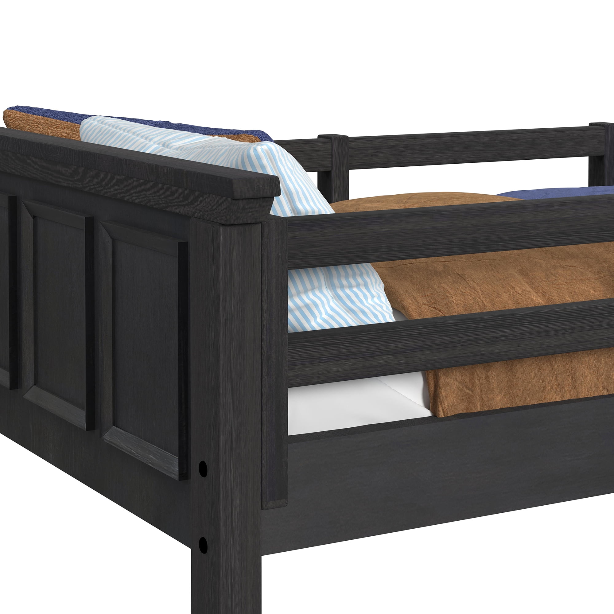 Brooklyn Kids Twin Over Twin Bunk with Staircase and Trundle in Charcoal