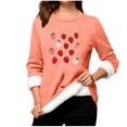 thumbnail image 2 of Heisall Chemises de Base pour Femmes Automne Hiver Imprimé Floral Col Rond Manches Longues Épaissies Polaire Teddy Shearling Chaud Ajusté Hauts Thermiques pour Usage Quotidien par Temps Froid, 2 of 3