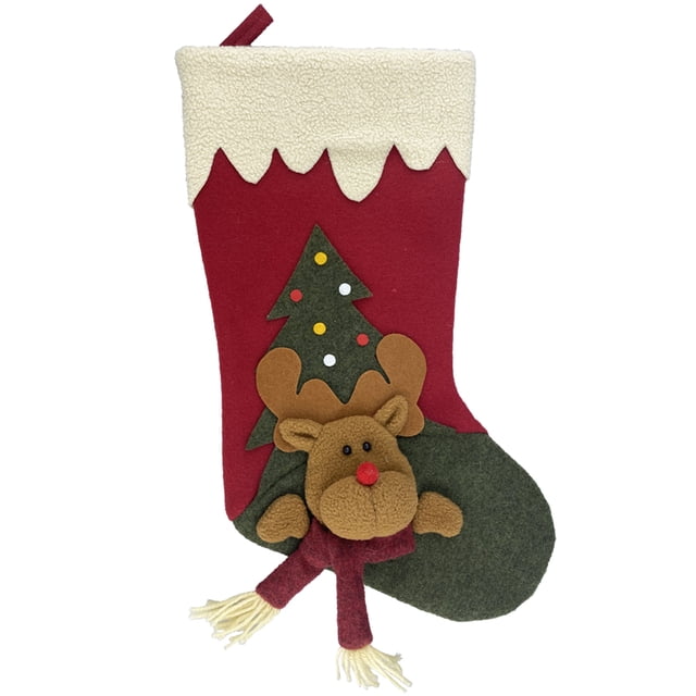 Labymos Grande Bas de Noël 18 Pouces Bas de Noël Classiques Décorations Santa Snowman Reindeer 3D
