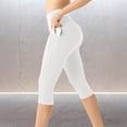 thumbnail image 4 of hoksml Women's High Waist Capri Leggings, Casual Workout Yoga Pants with Pockets for Summer, 4 of 9