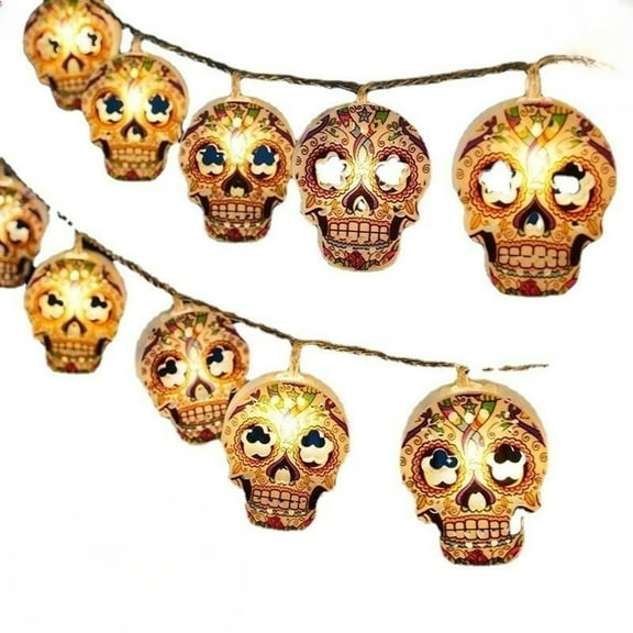 Halloween String Lights,Skull String Lights LED Skull Lights Hallo Ween Decoration Light Battery/USB Powered Optional Halloween Lights Indoor for Home Yard Patio