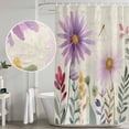 thumbnail image 4 of Purple Flowers Blossom Shower Curtain Set - Small 36" x 72" Washable Bathtub Curtain with 12 Hooks, Spring Retro Garden Wildflowers Waterproof Fabric Stall Shower Curtains for Bathroom/Bathtub Décor, 4 of 6