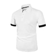 thumbnail image 4 of LTTVQM Mens Polo Shirts Short Sleeve 2026 Summer Casual Golf Shirts Collared Textured Slim Fit Button Men's Polo T Shirts White 2XL, 4 of 5