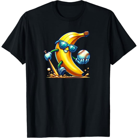 Banana Playing Baseball Fruit Sports T-Shirt