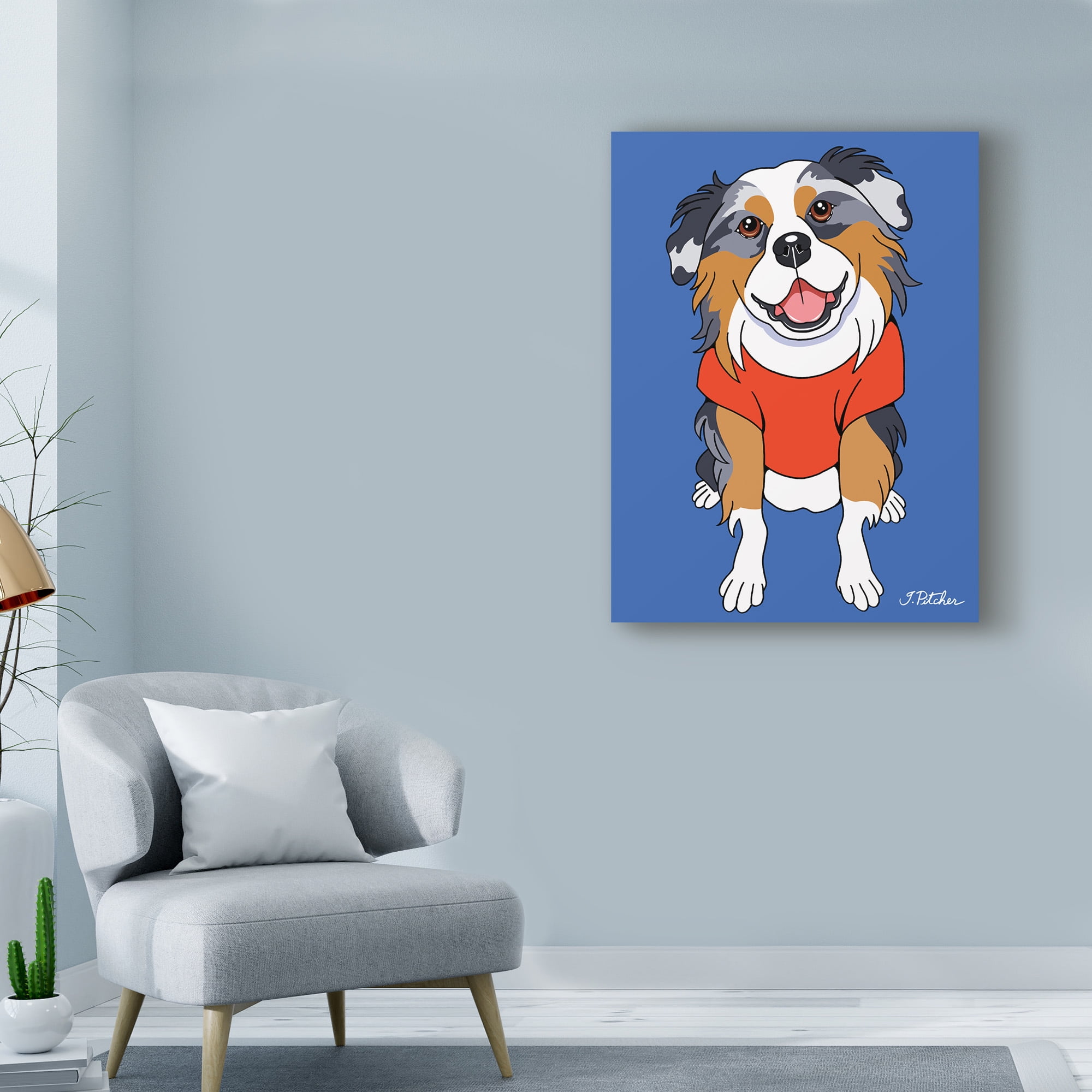 Trademark Fine Art 'Australian Shepherd Illustration' Canvas Art by Tomoyo Pitcher