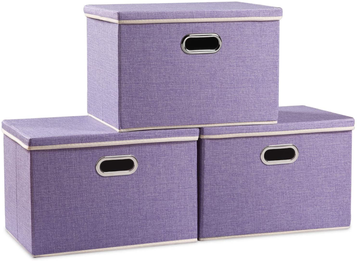 Foldable Storage Bin with Lid Fabric Decorative Storage Box Organizer 