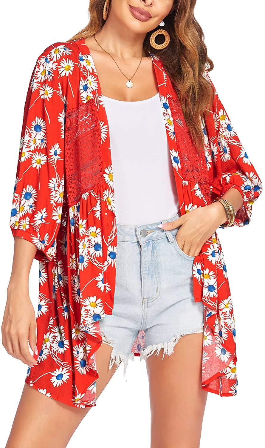 red summer cardigan