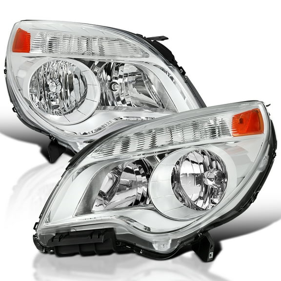 Spec-D Tuning Chrome Headlights Compatible with 2010-2015 Chevy Equinox LT LS, Left   Right Pair Headlamps Assembly
