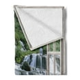 thumbnail image 2 of Waterfall Soft Flannel Fleece Throw Blanket, Majestic Waterfall Landscape Through a Window Imaginary Secret Paradise Print, Cozy Plush for Indoor and Outdoor Use, 50" x 70", Blue Green, by Ambesonne, 2 of 5