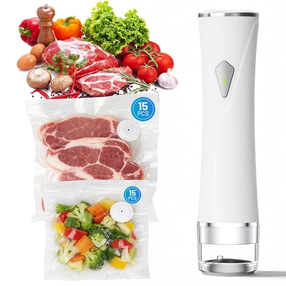 Vacuum Sealer for Food, Handheld Compact Vacuum Sealer Machine with 30 Reusable Bags, Visible Water Tank for 6X Fresh Preservation, for Sous-Vide,Food Saver Storage