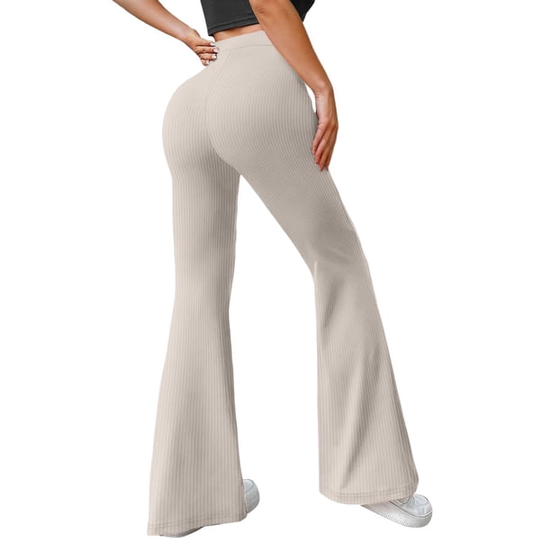 Pantalones rectos de yoga para mujer: tiro medio, pierna ancha, cintura elástica, bolsillos laterales profundos, lavado a mano, poliéster-spandex, tallas XS-XL, para el trabajo/el fin de semana.