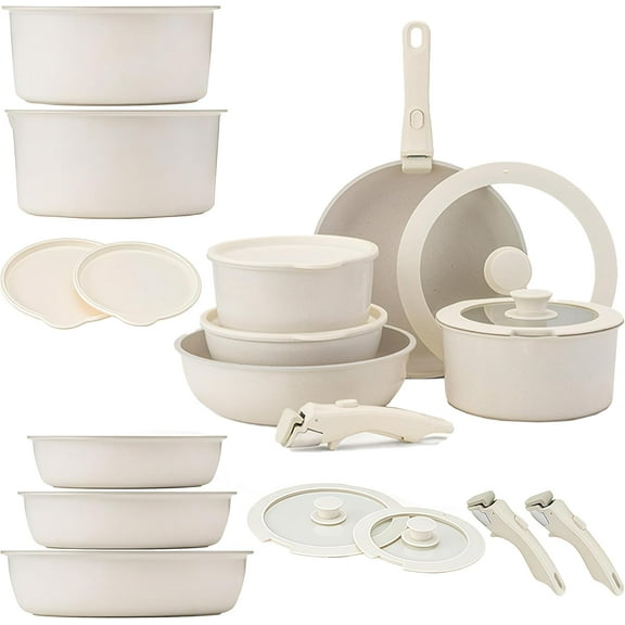 Gourmetific Cookware Set, 11/15 Piece Gourmetific Cookware Detachable Handle Set, Suitable for Kitchen