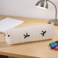 thumbnail image 6 of Quilted Aesthetic Pencil Pouch with Bow Embroidery, Slim Soft Padded Pencil Case for Office Desk Travel Makeup Brush Storage, 8.27 Inch, 6 of 7