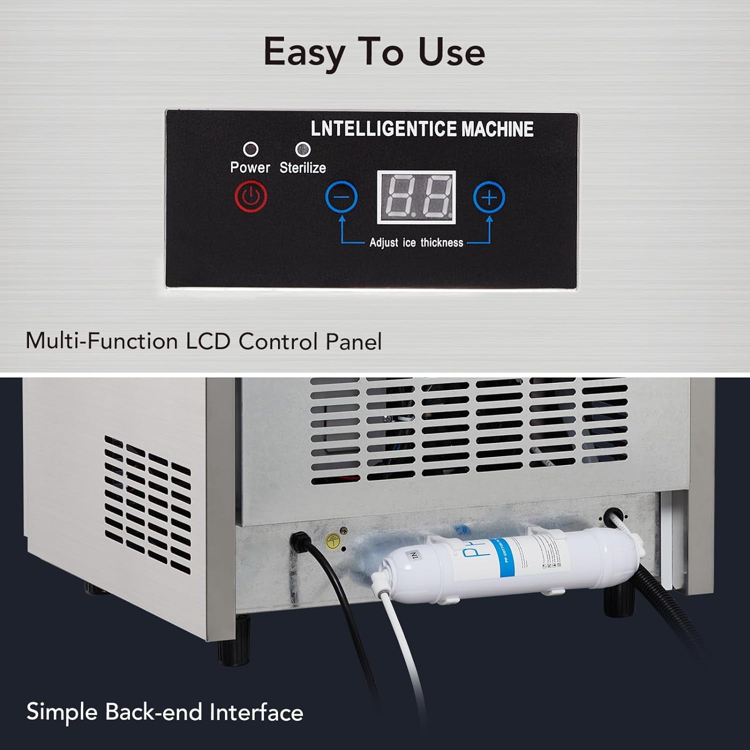 M optimized Commercial Ice Maker 80LBS/24H, Under Counter Ice Maker Machine w/ 30LBS Ice Bin, 32 Ice Cubes/Cycle, Self Clean, Freestanding Ice Machine for Home, Bar, Coffee Shop