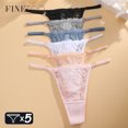 thumbnail image 2 of Ropa interior Floral de algodón para mujer, tangas de cintura con hebilla de Metal de tiro bajo, perspectiva Sexy, lencería transpirable, 5 piezas, 2 of 5