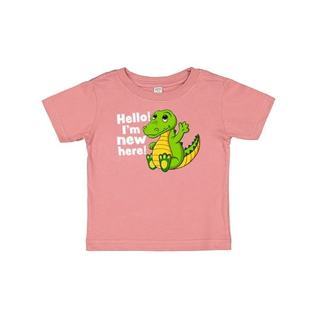 

Inktastic Hello I m New Here with Cute Baby Alligator Gift Baby Boy or Baby Girl T-Shirt