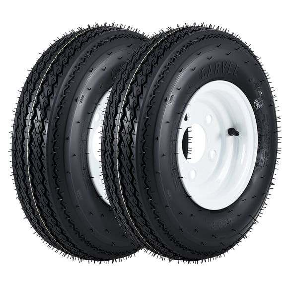 M optimized Set of 2 Trailer Tires On Rim 4.80-8 480-8 480X8, Load Range C, 6PR, 5 Lug 8 In. White Spoke Wheel, 5 On 4.5" Durable Trailer Tire Travel/Camper/Utility/Boat
