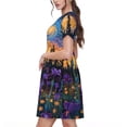 thumbnail image 2 of Easygdp Cosmic Irises At Twilight para Vestido Transpirable de Mujer, Vestido Suelto de Manga Corta con Pliegues y Bolsillos para el Verano, 2 of 6