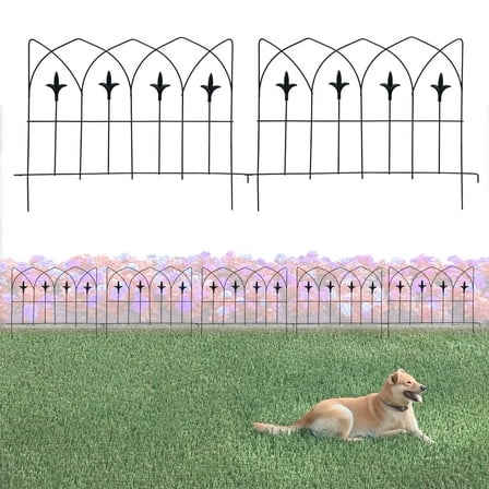 Glamos Wire Picket Top Finial Panel Fence 19 Inch Metal Garden Border 5 Pack Covers Up To 10 Ft