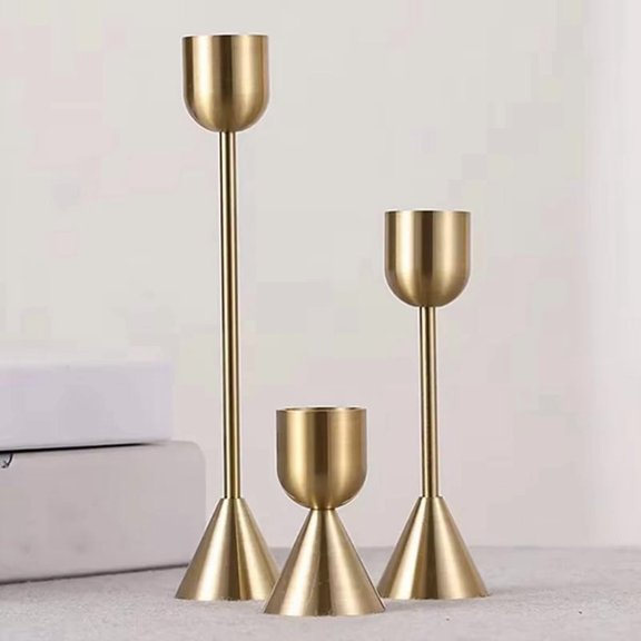 3Pcs/Set Chinese Style Metal Candle Holders Simple Golden Wedding Decoration Bar Living Room Decor Home
