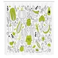 thumbnail image 2 of Ambesonne Food Art Shower Curtain, Lady with Fruits Vegetable, 69"Wx84"L, Lime Green Charcoal Grey, 2 of 4