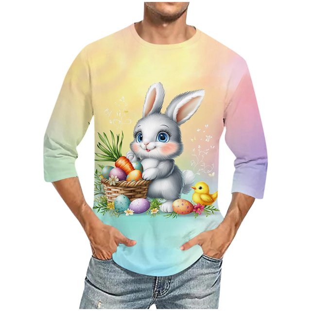 Blusas y camisas de manga larga con cuello redondo para hombre, blusa informal con estampado de cuello redondo y manga corta, blusa estampada para hombre