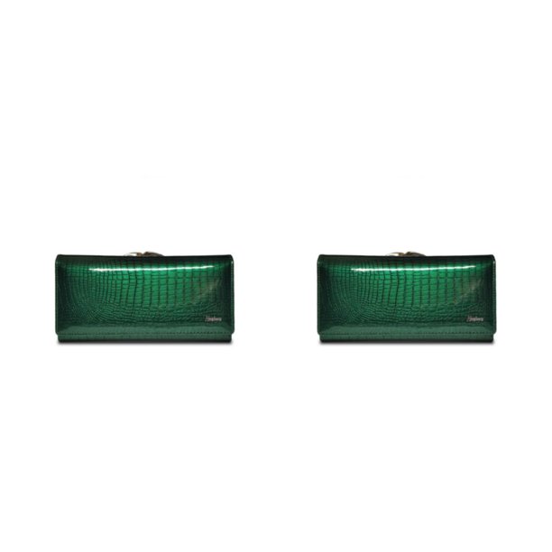 Minnieouse Cartera de tipo largo para mujer, monedero de cuero con bolsillo para monedas, monedero portátil para mujer, tarjetero, billetera, Verde 2piezas