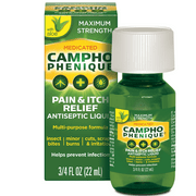 Campho Phenique Maximum Strength Antiseptic Liquid, Pain Relief and Anti-Itch Treatment, 0.75oz