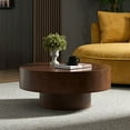 thumbnail image 5 of Youmumeub 31.5" Round Faux Burl Wood Coffee Table, Mid Century Modern Pedestal Center Table, Walnut Finish Low Profile Accent Furniture for Living Room Apartment, 5 of 15