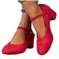 thumbnail image 5 of Aueoeo Women's Ankle Strap Shoes Low Block Chunky Heels Round Toe Comfortable Dress Office Work Church Wedding Shoes, 5 of 7