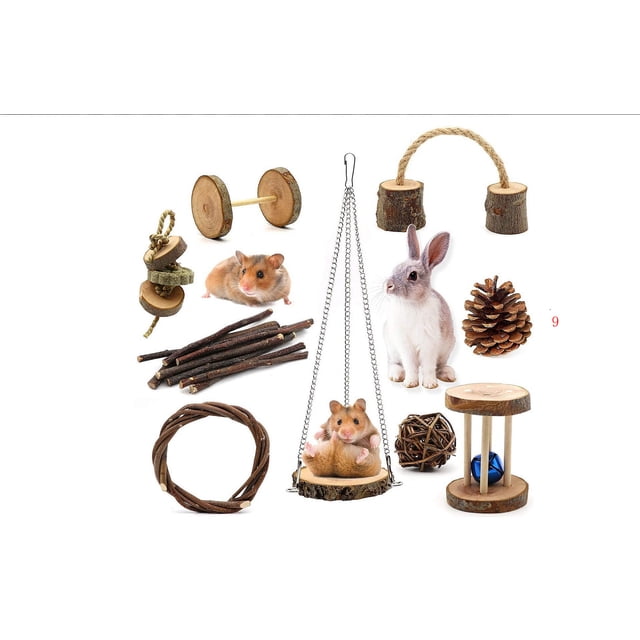 Juguetes para masticar conejos para dientes, palitos de manzana para masticar conejos, chinchillas, hámsters, masticar o jugar ACTIVE Biensenido a ACTIVE