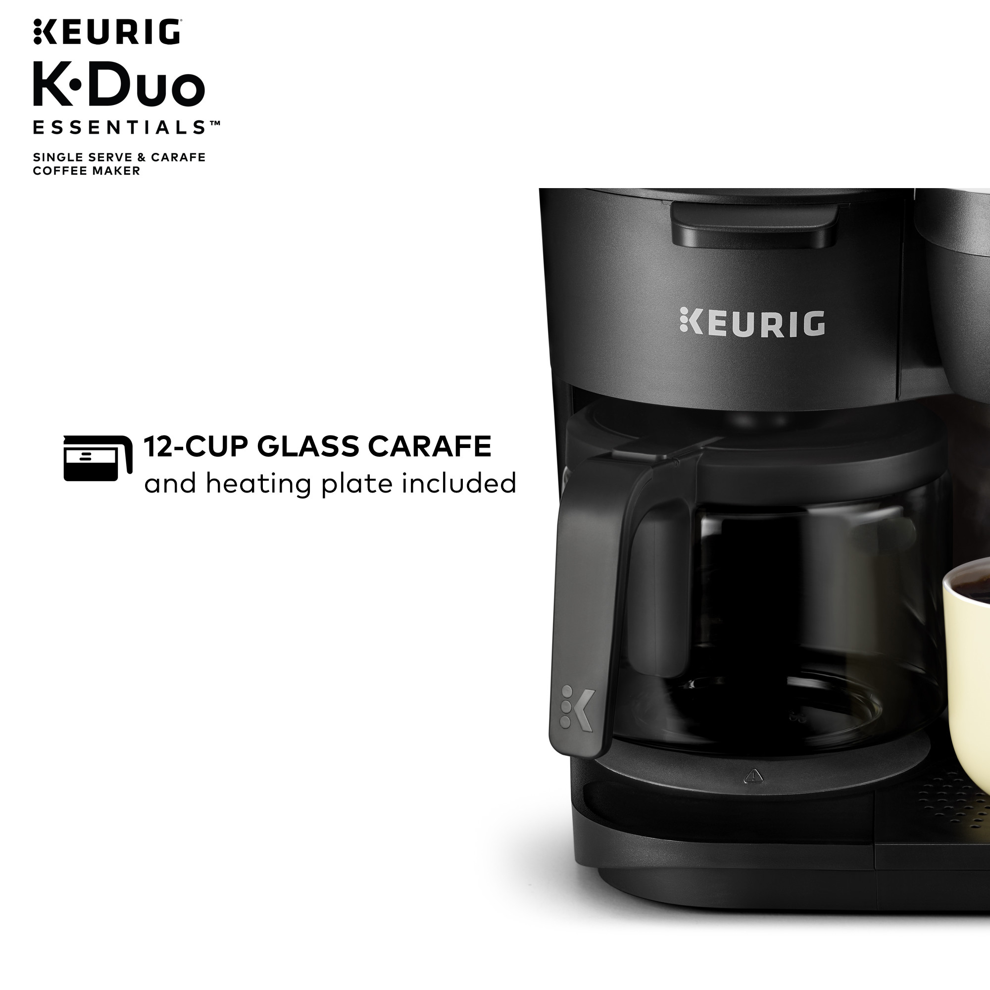 Keurig K-Duo Essentials Black Single-Serve K-Cup Pod Coffee Maker, Black - image 7 of 19