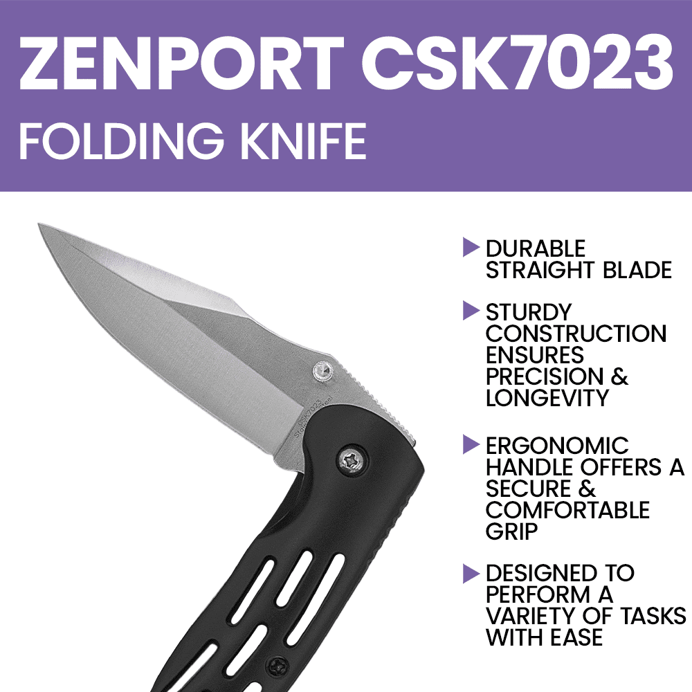 Zenport CSK7023 Deluxe Folding Pocket Knife, Straight Blade, 4 Inch Blade, Red - 12 Pack