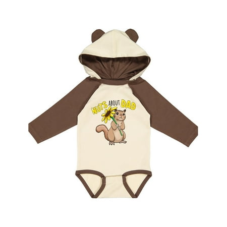 

Inktastic Nuts about Dad Cute Chipmunk with Sunflower Gift Baby Boy or Baby Girl Long Sleeve Bodysuit