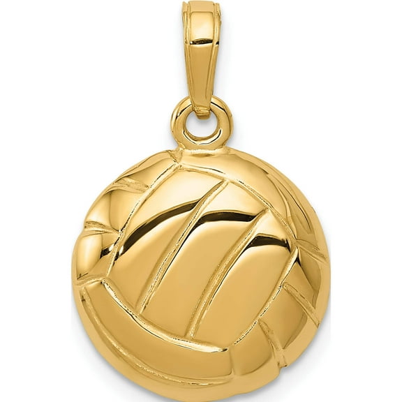 14K Yellow Gold Polished Open-Backed Volleyball Pendant (23 X 15) Made In United States c2655