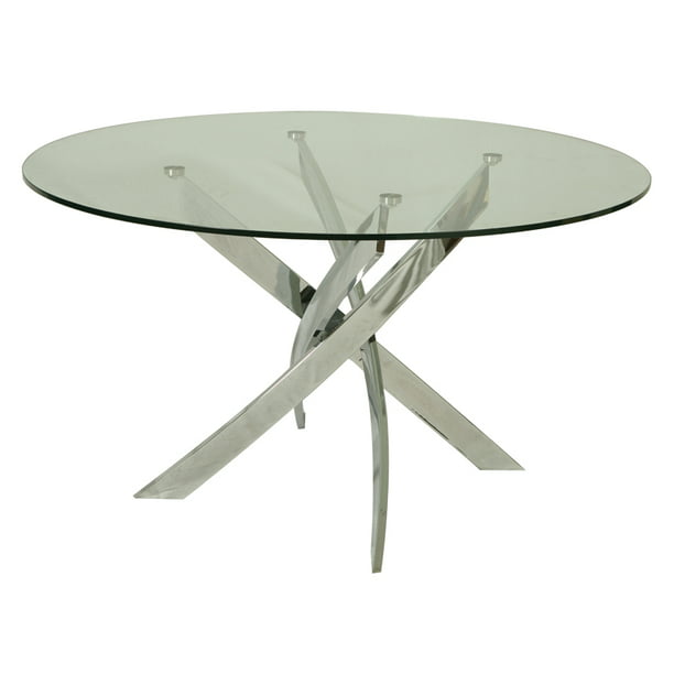 Pastel Fahrenheit Round Glass Dining, Round Dining Table With Glass Top Chrome Base