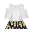 thumbnail image 4 of Girls Dress Chiffon Floral Ruffle Cold Shoulder Party Dress 7, 4 of 7