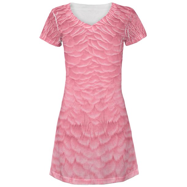 Halloween Pink Flamingo Costume All Over Juniors Beach Cover Up Dress Multi Lg Walmart Com Walmart Com