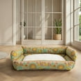 thumbnail image 3 of Creative Co-Op Floral Cotton and Sherpa Pet Bed with Removable Cover, Taupe, Green and Mint, 3 of 7