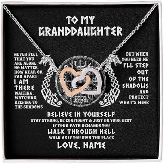 Granddaughter Birthday Gift, To My Granddaughter Necklace from Grandfather, Heart Necklace for Grand Daughter from Grandmother with Customized Message Card and Gift Box
