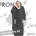thumbnail image 2 of PMONPA Wearable Blanket Hoodie, Flannel Sherpa Fleece, Warm and Cozy Giant Sweatshirt for Adult, Woman and Man, One Size Fits All (Gray), 2 of 7