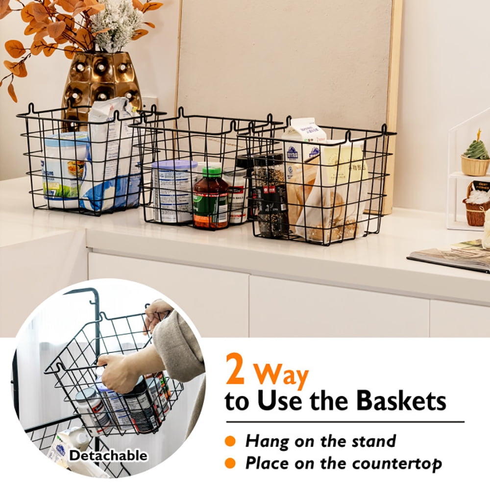 Yardi Yard 3-Tier Fruit Basket Stand with Adjustable Heights,