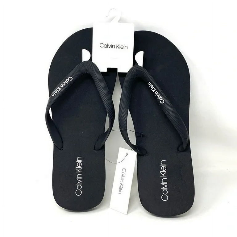 Black shops calvin klein flip flops