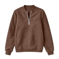 thumbnail image 7 of Horkkom Quarter Zip Pullover Women Solid Color Long Sleeve Sweatshirt Causal Loose Sweatshirts XXL, 7 of 7