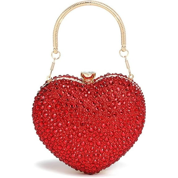 NANAHuang Evening Purses for Women Rhinestone Loving Heart Handbag Elegant Purse for Parties Wedding Travel