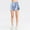 Blue, variant on USSUMA Athletic Shorts for Women Pull-on Stripe Prints Elastic Mid Waist Shorts with Button Leisure Beach Shorts Striped Active Short Pants Wide Legs Loose Fit Shorts for Women for Party Blue L