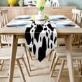 thumbnail image 2 of Black White Graffiti Cow Spot Table Runners Tablecloths Holidays Vintage Wedding Party Long Table Runner Stain Resistant Dress, 2 of 5