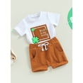 thumbnail image 3 of Arvbitana 3-24 Months Infant Baby Boy Summer Set Letter Print Short Sleeve T Shirt Top Solid Shorts 2Pcs Outfits, 3 of 8