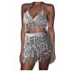 thumbnail image 1 of Conjunto de traje de danza del vientre con lentejuelas para mujer - Chaleco + falda, poliéster/lentejuelas, talla única - Con borlas/ropa de fiesta, 1 of 4